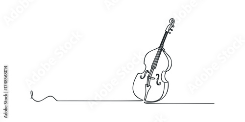Continuous Line Drawing of a Double Bass with Tailpiece