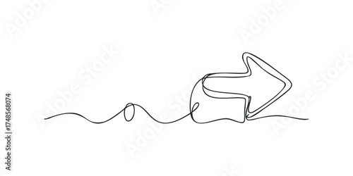 Continuous line drawing of an arrow pointing right