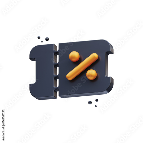 One percent discount icon symbol 3d render financial offer concept vector