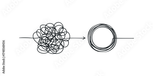 Tangled Line Progressing to Circular Simplicity