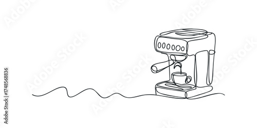 Espresso Machine Brewing Coffee into Cup