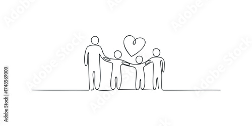 Family embrace with heart symbol