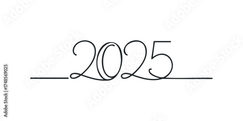 Elegant year 2025 single line text graphic