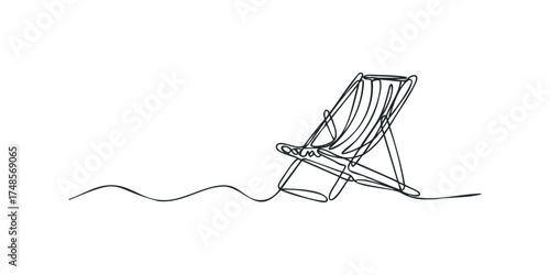 Line drawing of a portable beach chair on sand