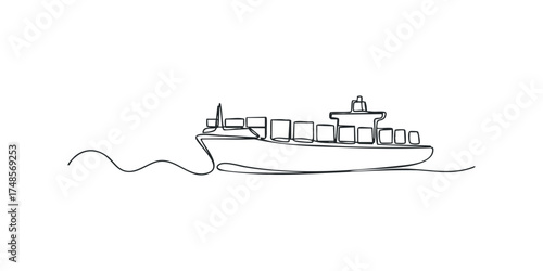 Cargo ship with containers at sea