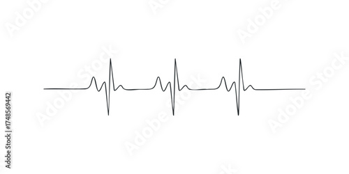 Simple Line Drawing of a Healthy Heartbeat Waveform