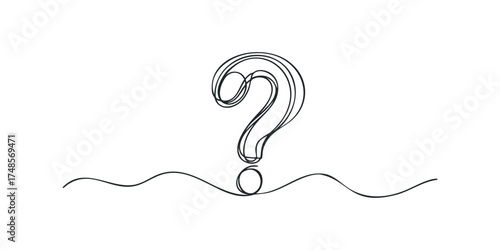 Continuous line drawing of a question mark symbol