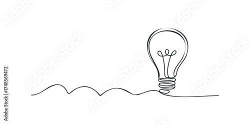Simple single line drawing of a lightbulb