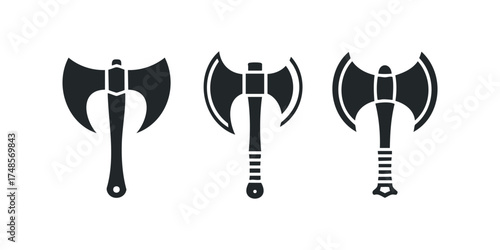 Collection of three stylized battle axes
