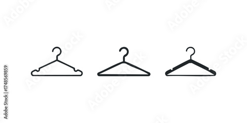 Three Hanger Silhouettes on White Background