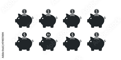 Piggy bank collection with coins