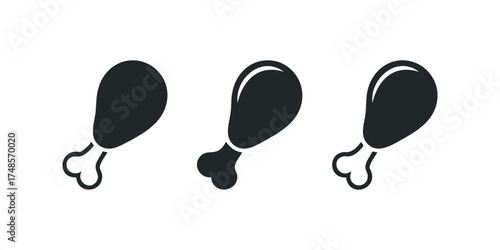 Chicken leg icon set on white background