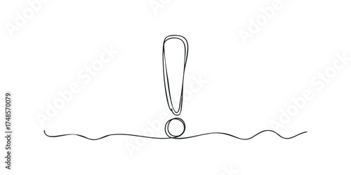 Exclamation mark symbol drawn with a single continuous line