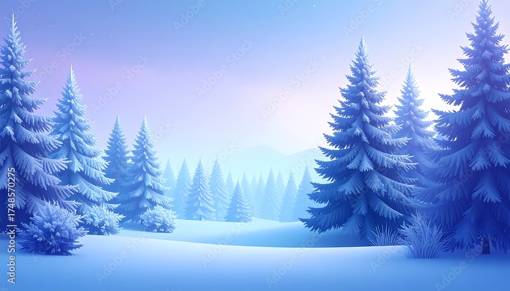 Naklejka premium Winter landscape of frosted trees