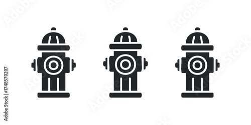 Three Black Fire Hydrant Icons on White