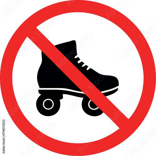No roller skates vector, prohibition sign vector illustration.