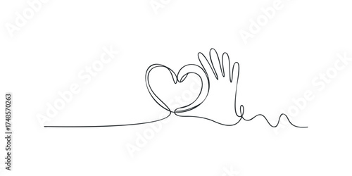 Line drawing of hand forming heart shape