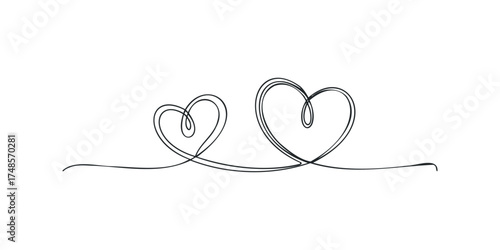 Two intertwined hearts shape continuous line drawing
