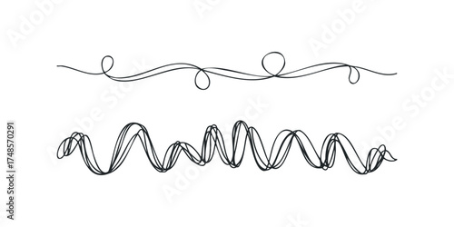 Abstract scribbled line art border elements