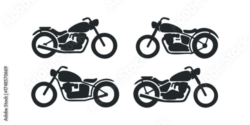 Four Classic Motorcycle Silhouettes Collection