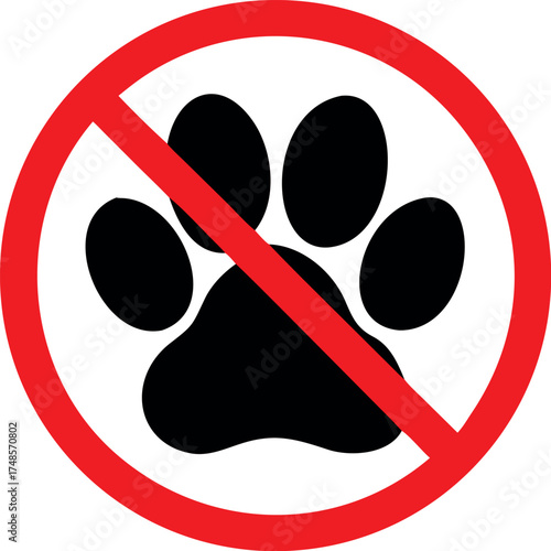 No pets sign icon red round frame Vector illustration