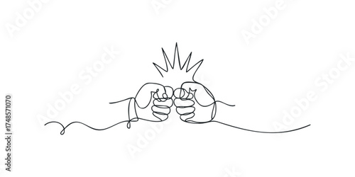 Line art of two fists colliding with impact lines