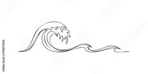 Stylized Line Art Ocean Wave