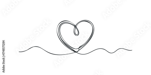 Simple Hand Drawn Heart Line Art