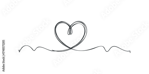 Continuous Line Drawing of a Heart Shape