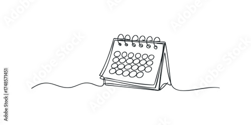 Desk calendar with coil binding and date grid