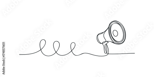 Line drawing of a megaphone with a coiled cord