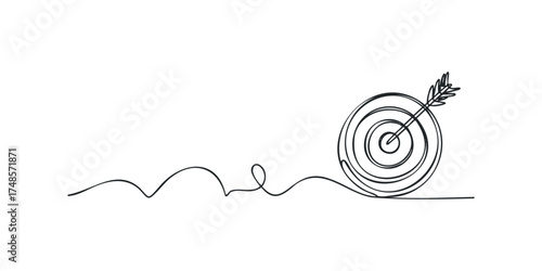 Simple line art target with arrow and wavy line