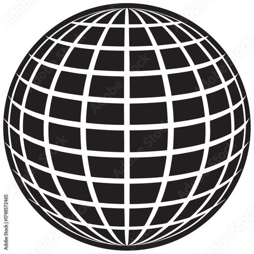 Black and white globe grid illustration