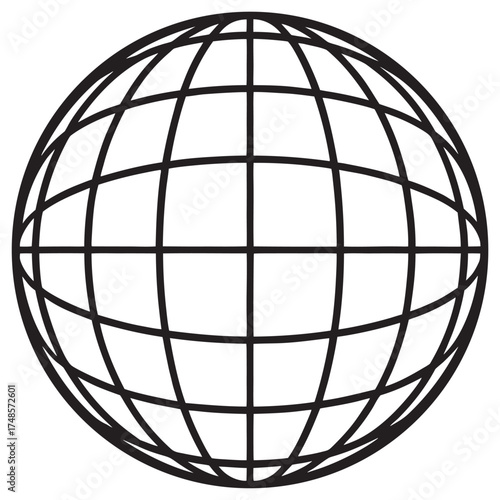 Globe grid illustration with black lines