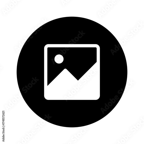 Gallery icon vector, silhouette of an image icon. Picture symbol - image photos sign icons - square button. Color set