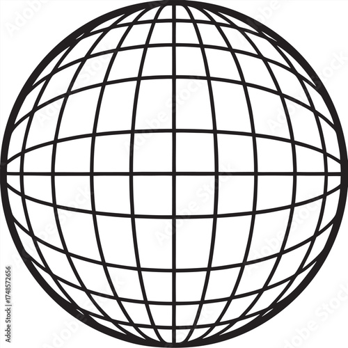 Detailed illustration of a globe with meridians and parallels on