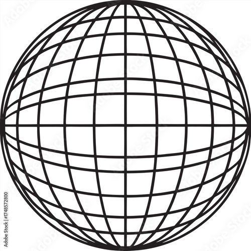 Detailed globe illustration with meridians and parallels