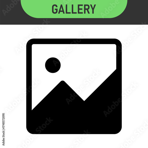 gallery icon vector, image photo album icon vector, Picture gallery photos icons set in filled, thin line, outline and stroke style