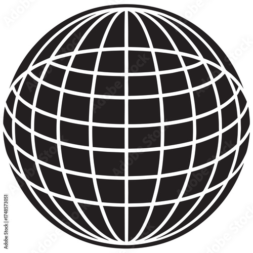 Globe with white grid lines, a global representation