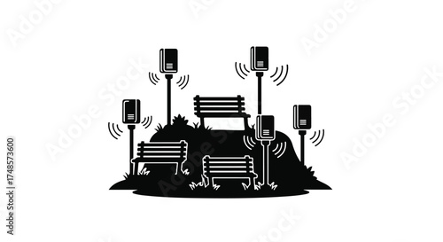 Smart city park benches with integrated technology for a connected urban experience