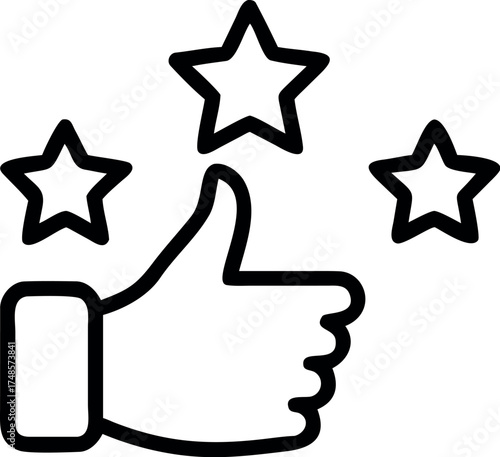 stars and hand line art icon vector