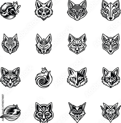 Collection of Glyph Style Fox Logos 


