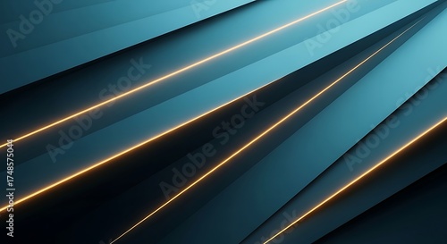 Abstract background with diagonal lines and glowing edges in dark teal color