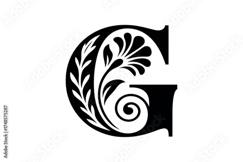 Vector art of elegant letter g with floral design for logo, monogram, or decoration