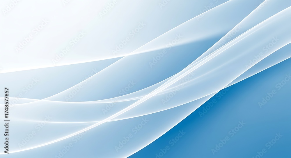 Naklejka premium Abstract blue and white flowing waves on a light background illustration