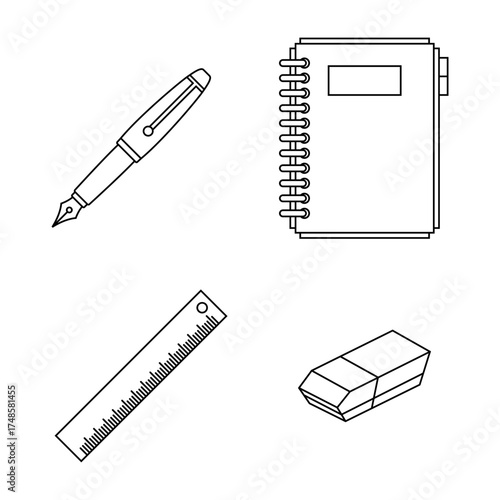 Baking and kitchenware line icons set. A simple vector collection with cupcake, rolling pin, oven glove, and food processor symbols for cooking designs