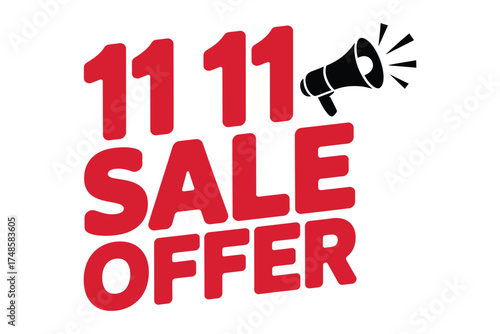 1111 sale offer isolated on white background, a promotional event for online shopping