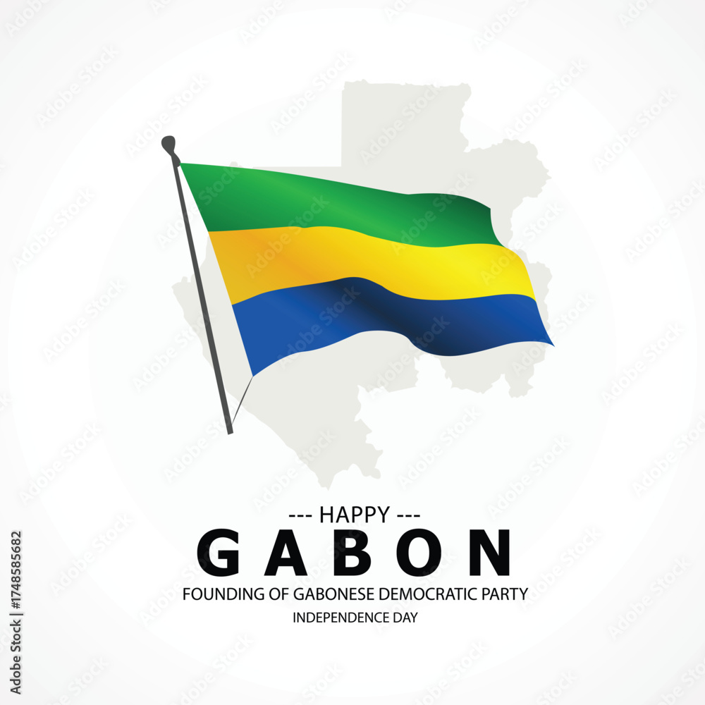 Obraz premium Gabon Founding of Gabonese Democratic Party illustration post