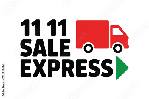 Promotional 11 11 sale design with delivery truck isolated on white background express shipping offer for online shopping promotion