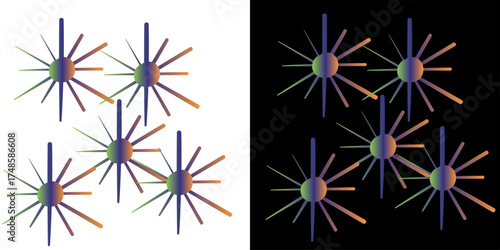 A vibrant, seamless vector pattern featuring a colorful set of stars and floral illustrations perfect for a Christmas holiday wallpaper design 